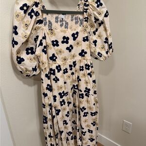 Baltic Born Cream and Black Floral Midi Dress